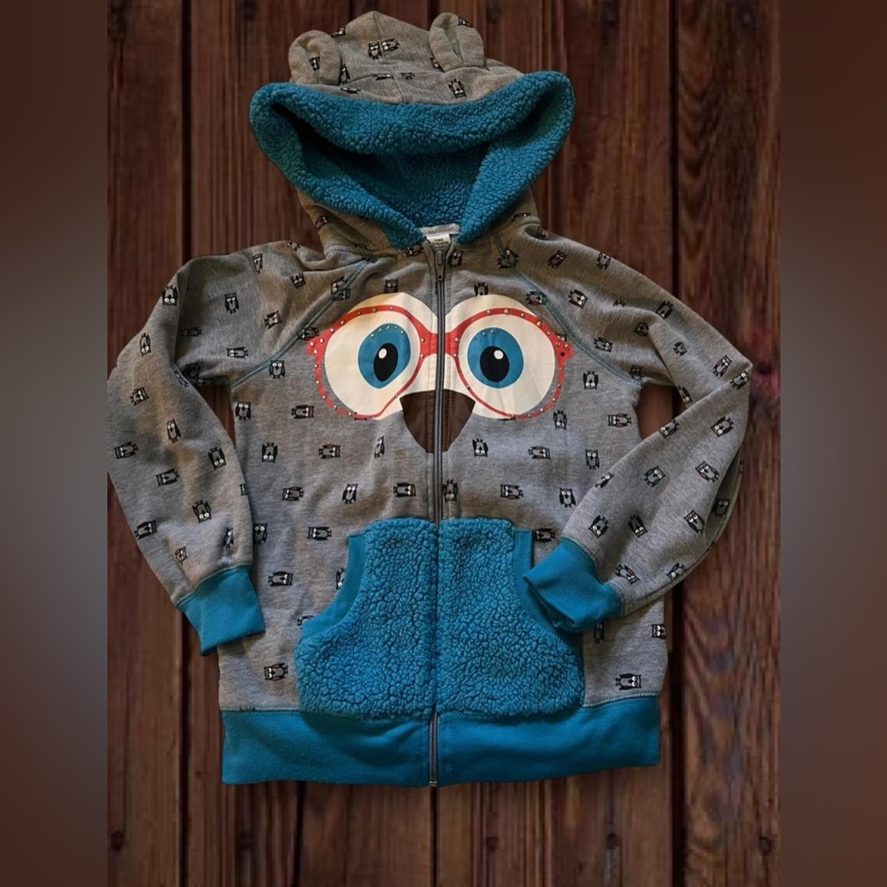 Self Esteem Gray and Teal Kids Hoodie with Eye Design